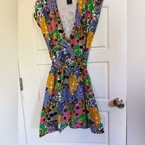 Nooworks Wrap Dress | Abstract Floral Print | Size Large